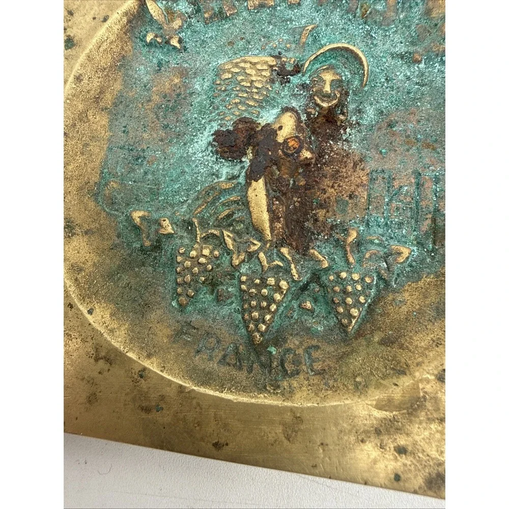 Antique Souvenir Brass Ash Tray Reims France